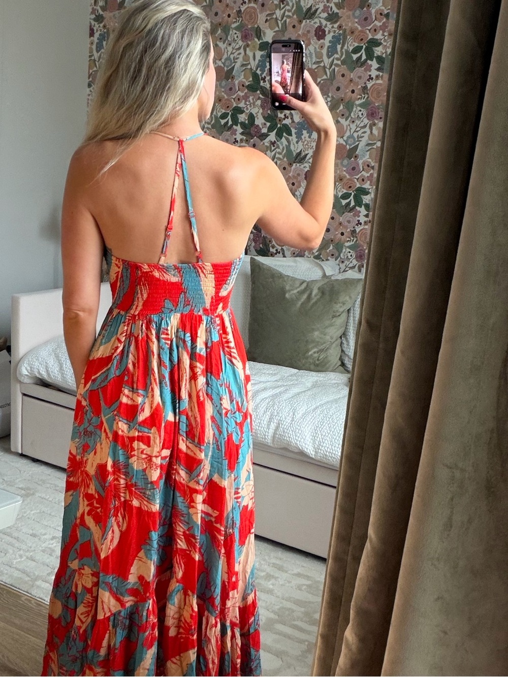 Free People Red and Blue Tropical Maxi Dress - Picture 3 of 5